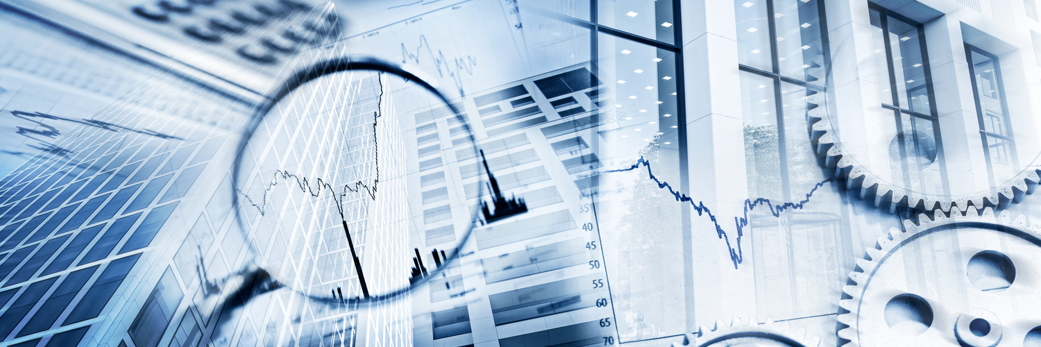 Collage graphic of buildings, cogs and a magnifying glass